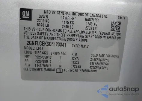 2012 Chevrolet Equinox Ls из США, поврежденный, VIN 2GNFLCEK3C6123341